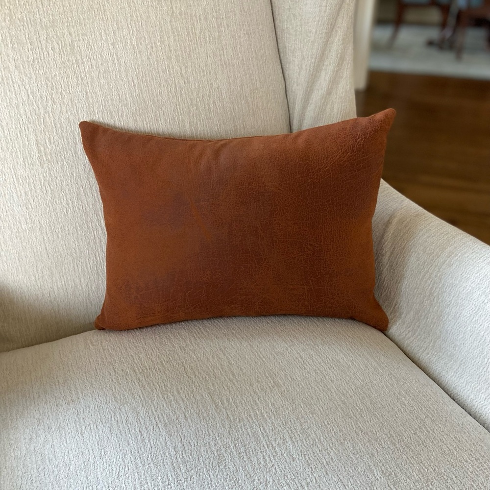 Vegan leather accent pillow